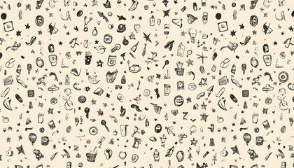 Fototapeta premium Repeating small icons, like stars, dots, or simple symbols, evenly spaced on a neutral background for a subtle pattern.