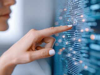 Exploring digital connections through interactive touch on a futuristic display