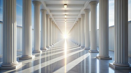 Sunny corridor with columns