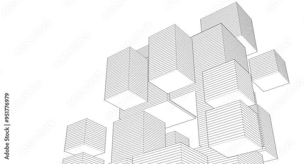Poster abstract modular architecture 3d rendering	
