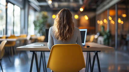 woman student sitting on her laptop online buiness meeting.