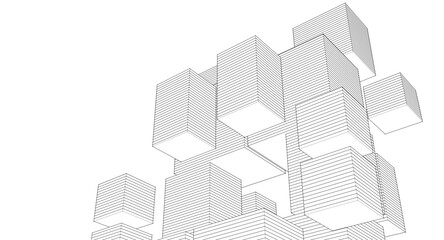 abstract modular architecture 3d rendering	
