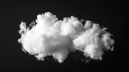 A white cloud isolated on black background. Texture overlays. Design element.