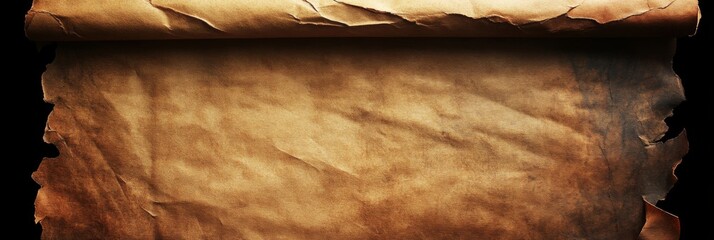 Old Rolled Paper Background. Aged Scroll Positioned Texture Perfect for Historical or Artistic Use