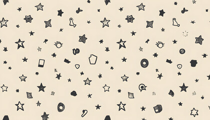 Obraz premium Repeating small icons, like stars, dots, or simple symbols, evenly spaced on a neutral background for a subtle pattern.