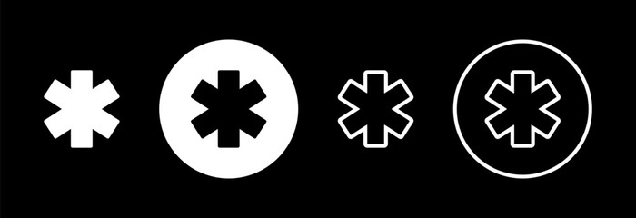 The medical sign of the star of life. Set of icons on a white background.