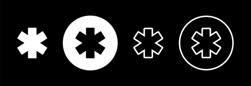 The medical sign of the star of life. Set of icons on a white background.