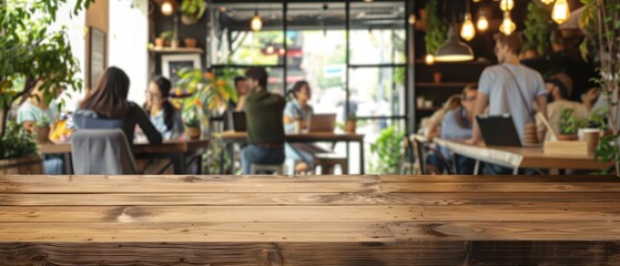 A cozy cafe scene with active patrons enjoying their time surrounded by plants and warm lighting, perfect for relaxation and creativity.