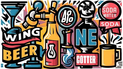 Vector illustration of Drinks signs icons