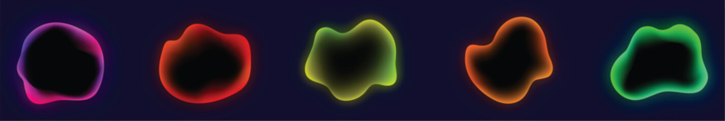 Abstract neon glowing liquid shape set with dark copy space for modern and dynamic illustration © Your Background