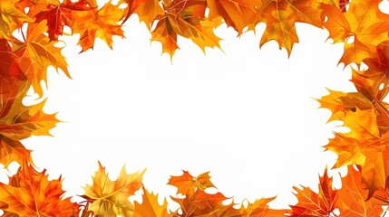 Fototapeta premium Stunning Autumn Orange Leaves Illustration Background: A Warm and Captivating Visual Treat. Showcasing the Beauty and Charm of Seasonal Colors.