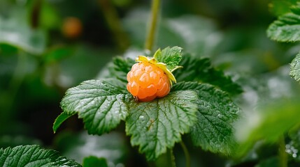 Obraz premium Close-Up of Cloudberry in Forest