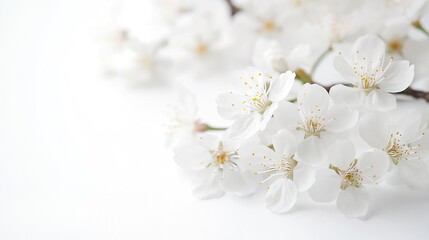 Beautiful cherry blossoms in white on white paper with empty space best background generative ai