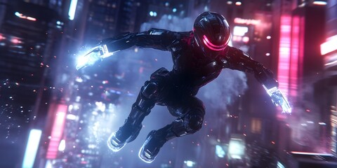 Quantum Pogo Stick Instructor Demonstrating Advanced Techniques in Shimmering Hyper Evolved Urban