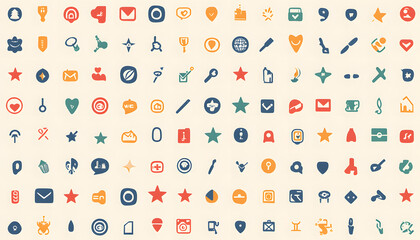 Repeating small icons, like stars, dots, or simple symbols, evenly spaced on a neutral background for a subtle pattern.