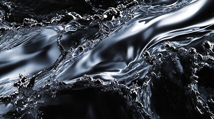 Dynamic waves of water cascading in vivid detail against dark backdrop