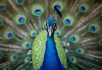 Vibrant Display of a Peacock with Spreading Colorful Feathers