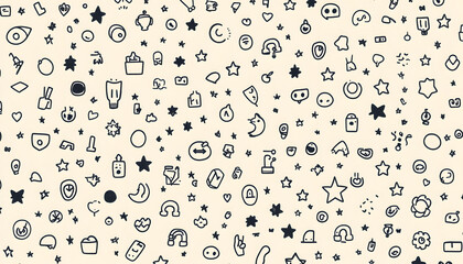 Repeating small icons, like stars, dots, or simple symbols, evenly spaced on a neutral background for a subtle pattern.