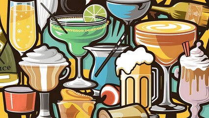 Vector illustration of Drinks signs icons
