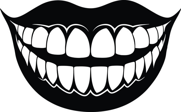 recommend clip art: teeth silhouette vector illustration on white background