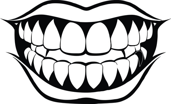 recommend clip art: teeth silhouette vector illustration on white background