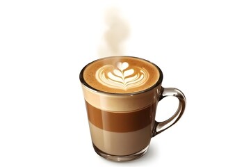 Steaming Cup of Latte with Beautiful Latte Art Design