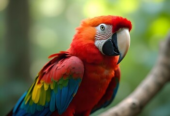 Stunning Scarlet Macaw with Vibrant Plumage in a Natural Habitat