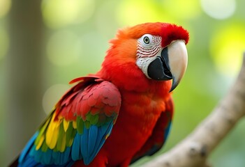 Vibrant Scarlet Macaw Parrot in Natural Habitat