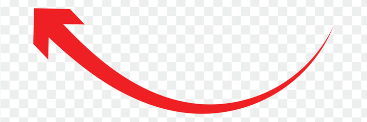 red arrow. Red curve arrow vector. Red arrow icon in isolated background.