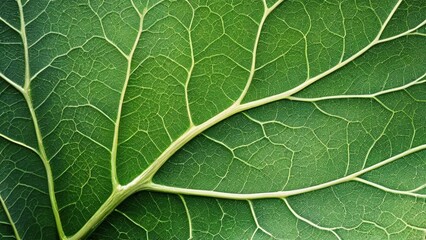 Obraz premium Close-up view of the intricate veins and texture of a green leaf.