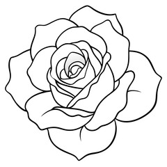 Rose silhouette with leaves. Flower vector illustration