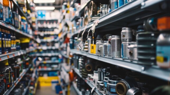 A hardware store aisle filled with various equipment and tools, showcasing the plethora of materials available for DIY projects and professional use.