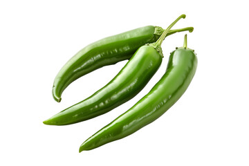 Green Serrano Chili Pepper isolated on a white background.