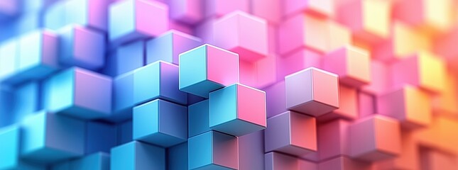 Obraz premium Abstract background with a colorful pastel gradient cube pattern, a minimal geometric design