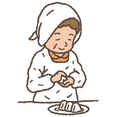 おむすびを握るお母さん