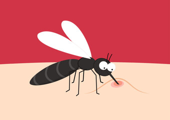 Mosquito bites. mosquito cartoon. wallpaper. free space for text. copy space.