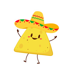 Nacho character design. Nachos on white background.