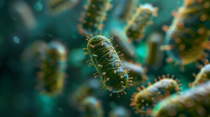 Fototapeta premium Vibrio bacteria under a microscope.