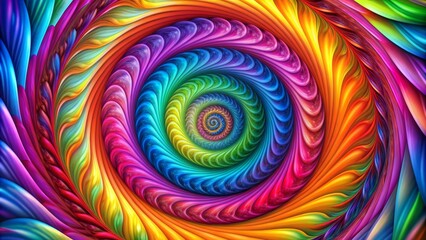 Rainbow Spiral of Hues - Digital Art, Fractal, Abstract, Colorful, Psychedelic