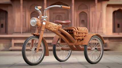 Professionally crafted 3D wooden model of Tricycle.
