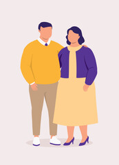 Portrait Of Plus Size Couple Standing Together With Arms Around.