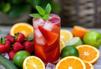 fruit cocktail with fruits