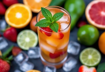 Fototapeta premium cocktail with fruits