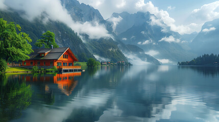 Fototapeta premium Photograph of the Most Beautiful Place in the World: Capturing Majestic Scenery, Perfect for Travel, Nature, and Scenic Landscape Photography