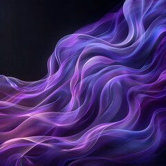 Fototapeta premium Abstract swirling purple and blue lines on a black background.