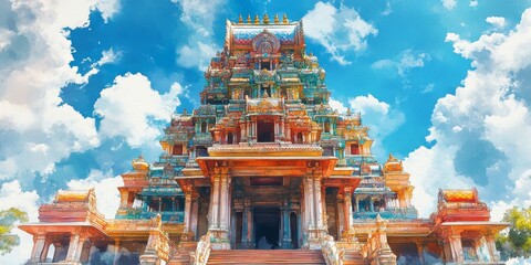 Vibrant AI-Generated Shiva: Epic Watercolor Depiction of Hindu God with Trishula. Colorful Cultural Art for T-Shirt Prints, Posters, and UI Design. Minimalist Composition with Elegant Gradients and Te