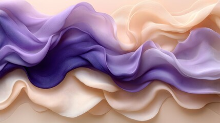 Obraz premium Delicate Wavy Surface - Abstract Gentle Curves in Cream and Purple