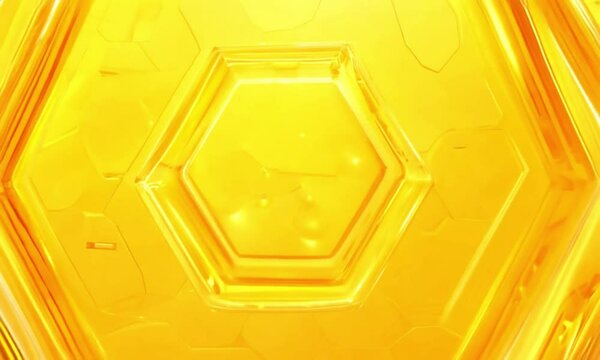 yellow liquid honey background exagon shape 4k slow motion