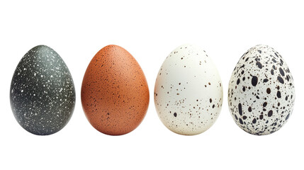 Different types of eggs on transparent background