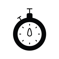 stopwatch glyph icon with white background vector stock illustration